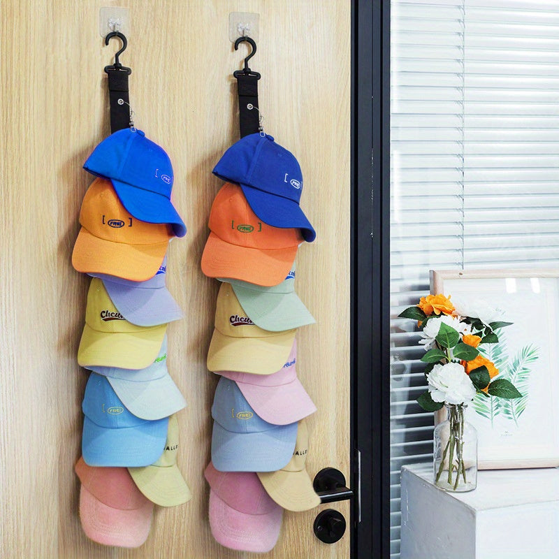 Baseball Cap Storage Organizer with Eight Clips - Holds Up To 16 Caps