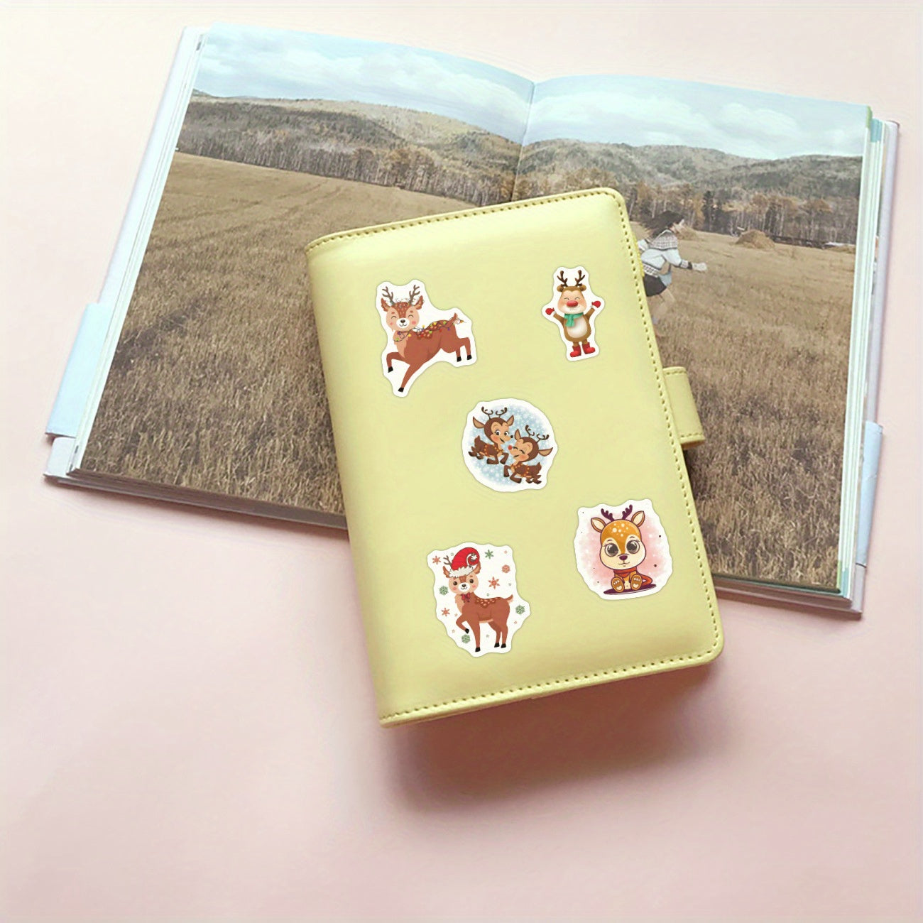 500pcs Reindeer Christmas Stickers, 10 Styles, 2.54cm, Self-adhesive, Waterproof