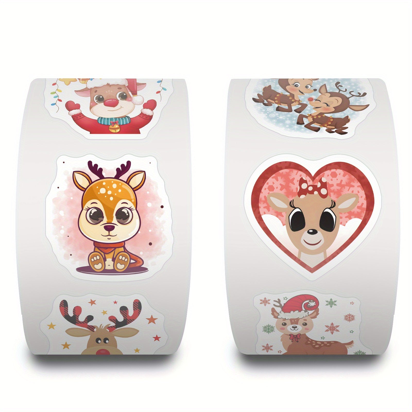 500pcs Reindeer Christmas Stickers, 10 Styles, 2.54cm, Self-adhesive, Waterproof