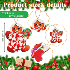 20pcs Red Cartoon Christmas Candy Tree Hanging Decorations with Rope
