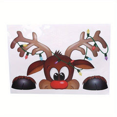 Christmas Santa Claus Elk Shop Hotel Double Sided Glass Sticker