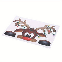 Christmas Santa Claus Elk Shop Hotel Double Sided Glass Sticker