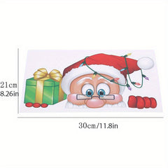 Christmas Santa Claus Elk Shop Hotel Double Sided Glass Sticker