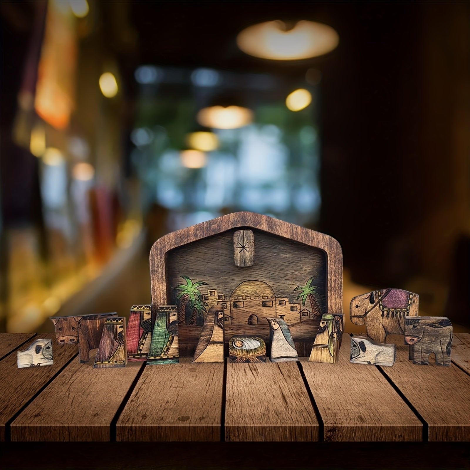 Wooden Nativity Puzzle Table Decoration Christmas Gift