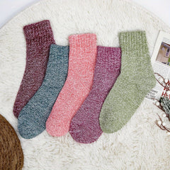 Winter Warm Wool Socks Thick Cozy Knit Crew Socks For Women Men