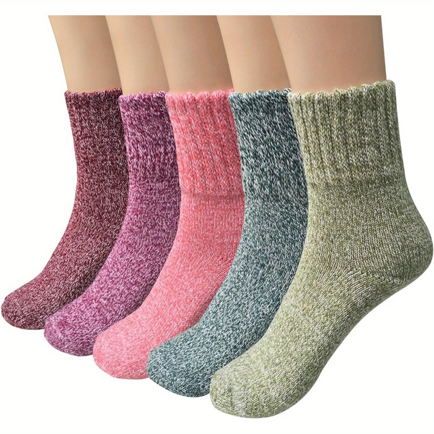 Winter Warm Wool Socks Thick Cozy Knit Crew Socks For Women Men