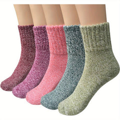 Winter Warm Wool Socks Thick Cozy Knit Crew Socks For Women Men
