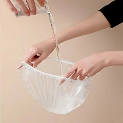 100pcs Transparent Disposable Shower Cap Reusable Waterproof Elastic Bath Cap