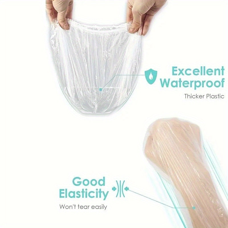100pcs Transparent Disposable Shower Cap Reusable Waterproof Elastic Bath Cap