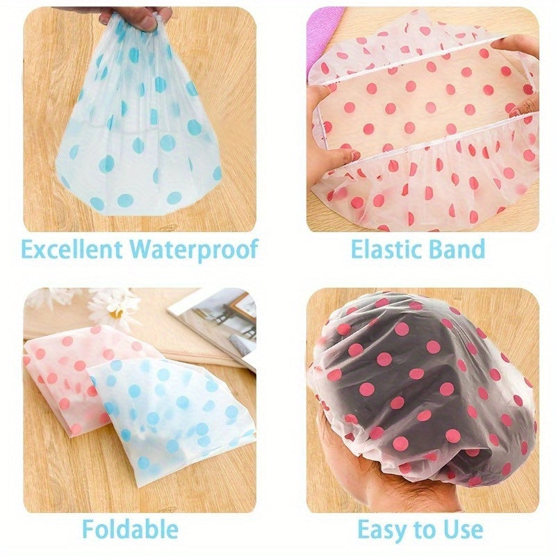 100pcs Transparent Disposable Shower Cap Reusable Waterproof Elastic Bath Cap