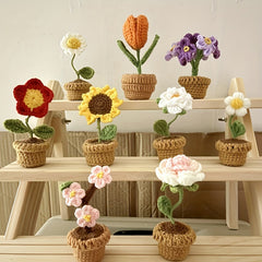 Crochet Flower Bonsai Crochet Gift Decoration For Home Car Office