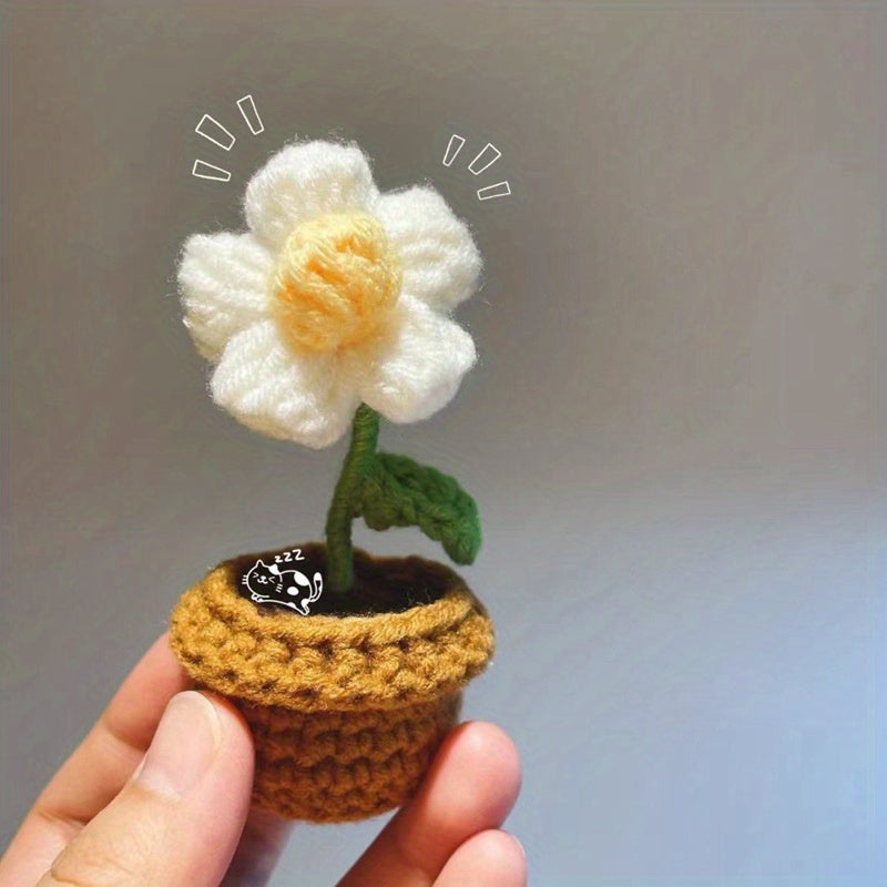 Crochet Flower Bonsai Crochet Gift Decoration For Home Car Office