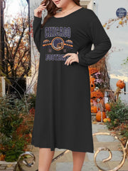  Sporty Lounge Dress Women's Plus Rugby Helmet Print Tee Sleep Dress