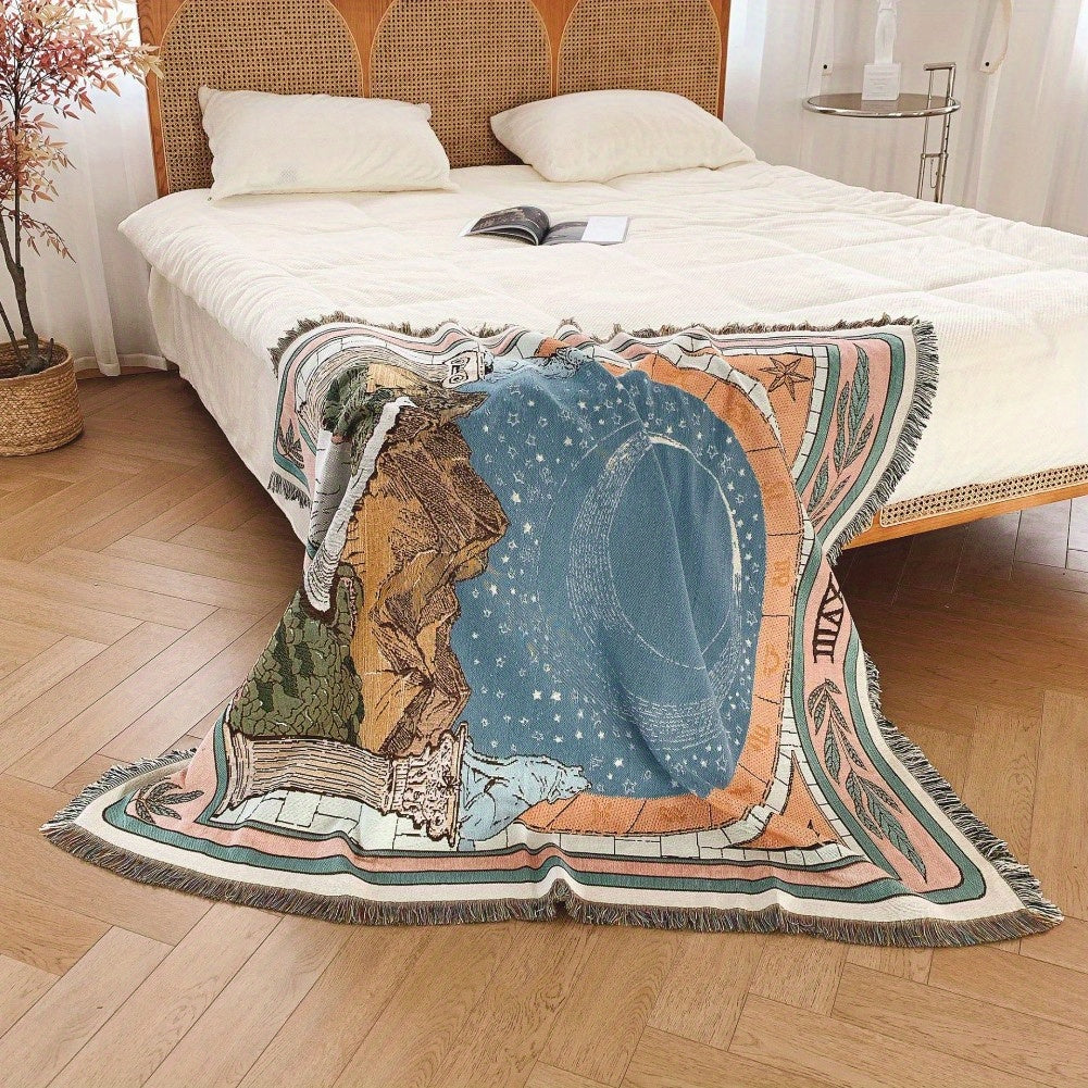 Bohemian Knitted Tassel Blanket Outdoor Camping Sofa Carpet
