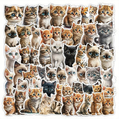 50 Big Eyed Cartoon Cat Stickers for DIY Decoration