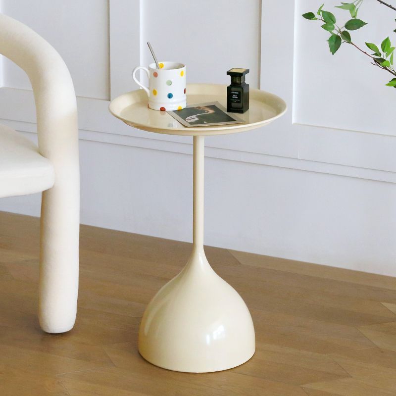Cream Minimalist Style Side Table for Sofa, Living Room, Bed