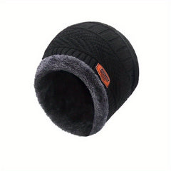 2pcs Winter Warm Knitted Hats Plush Neck Scarf Windproof Hat