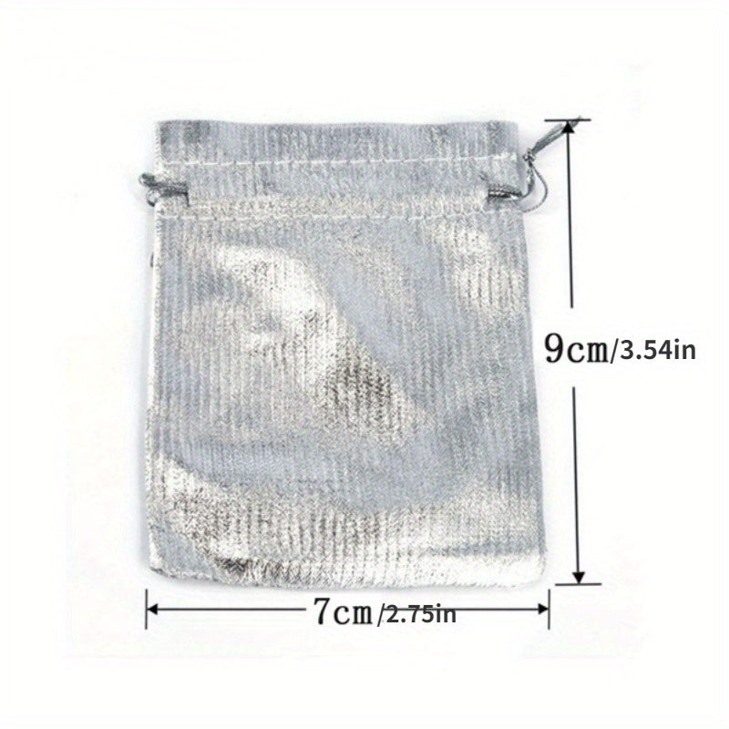 100pcs Silver Metallic Foil Organza Pouches Christmas Wedding Party Favour