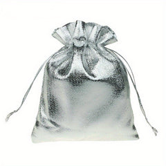 100pcs Silver Metallic Foil Organza Pouches Christmas Wedding Party Favour