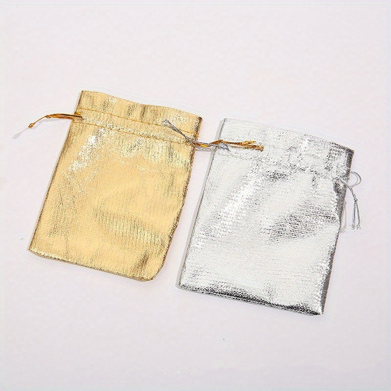 100pcs Silver Metallic Foil Organza Pouches Christmas Wedding Party Favour