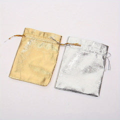 100pcs Silver Metallic Foil Organza Pouches Christmas Wedding Party Favour