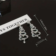Christmas Tree Dangle Earrings Zircon Festive Jewelry