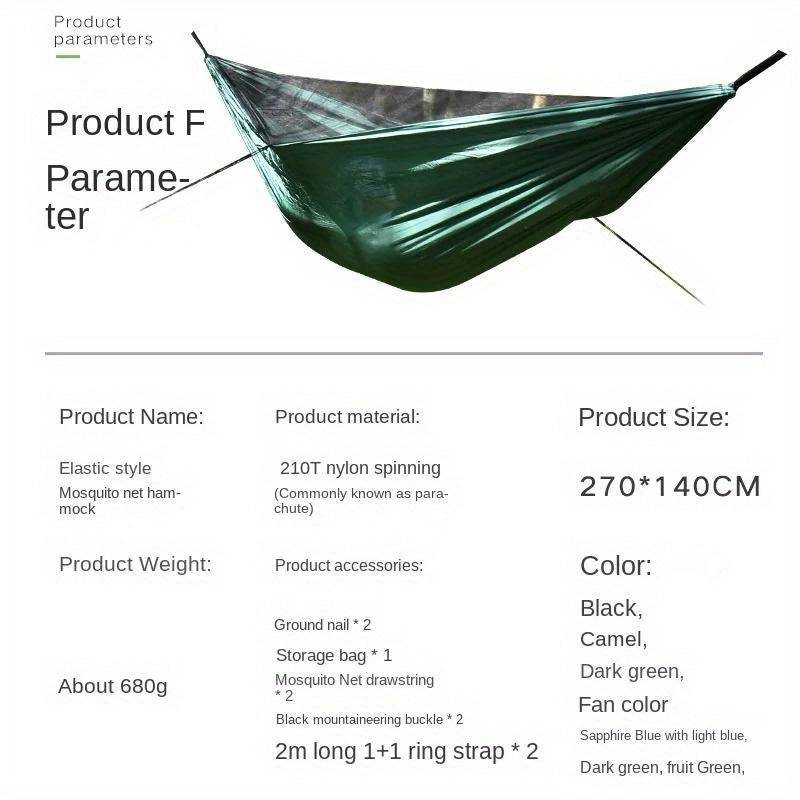 Outdoor Double Hammock with Mosquito Net for Camping