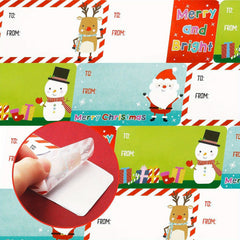 500pcs Cartoon Santa Claus Snowman Christmas Stickers Roll