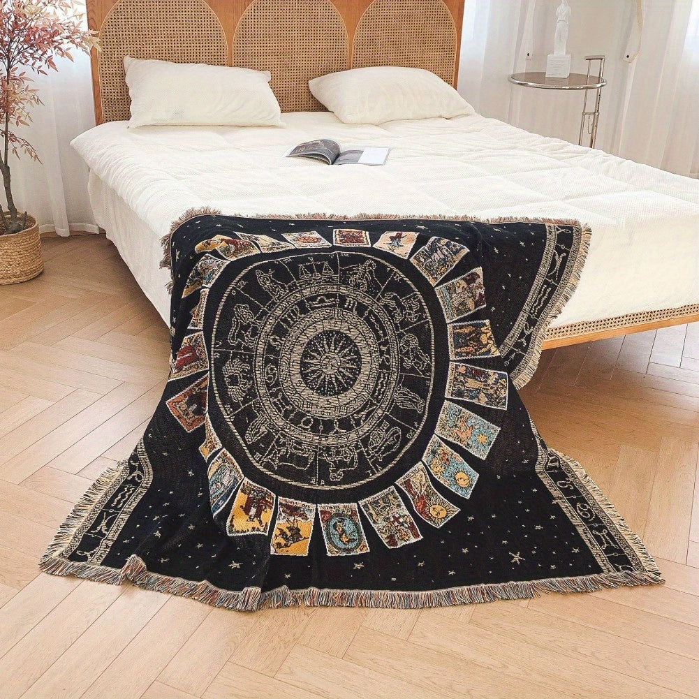Boho Knitted Outdoor Camping Psychedelic Tassel Blanket