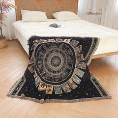 Boho Knitted Outdoor Camping Psychedelic Tassel Blanket