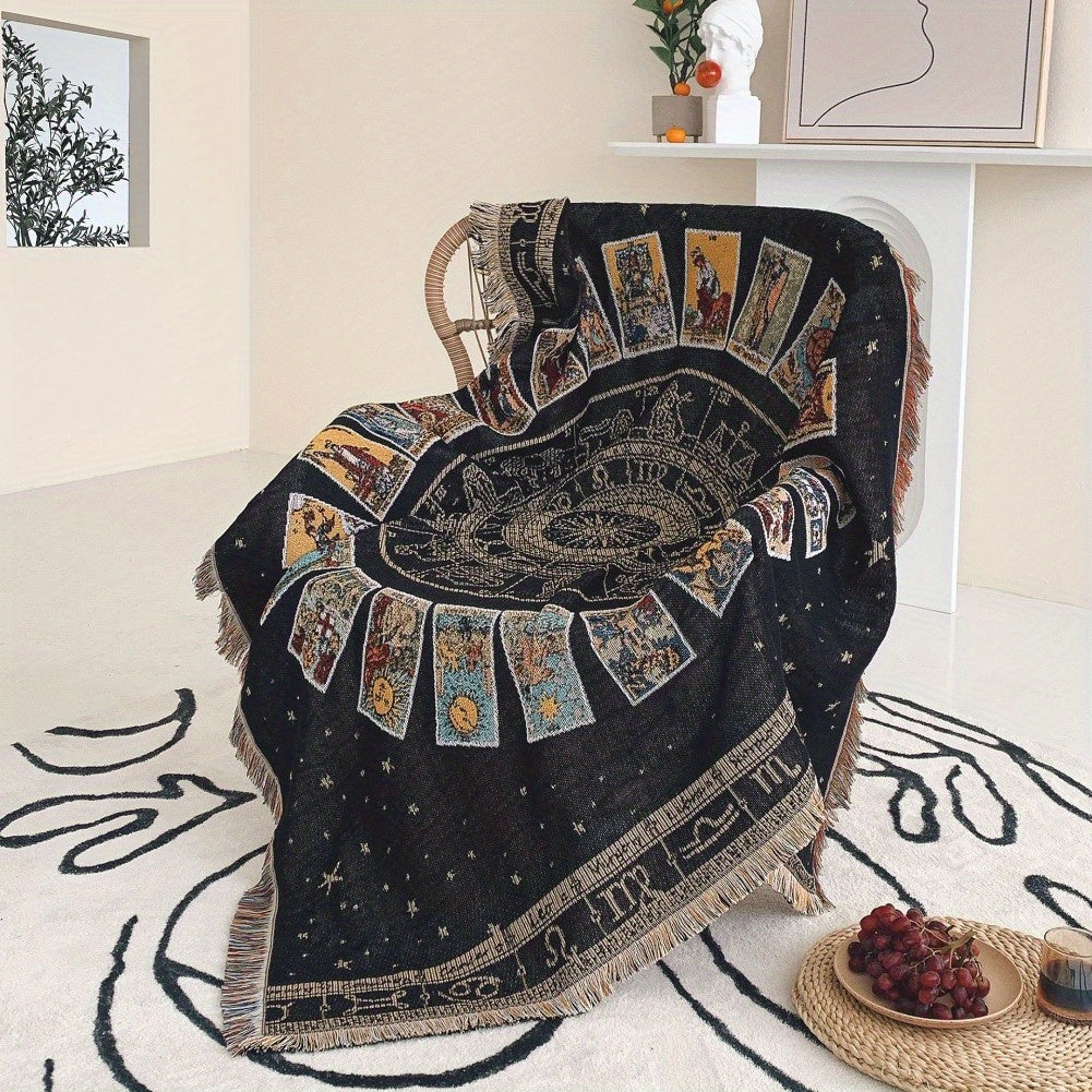 Boho Knitted Outdoor Camping Psychedelic Tassel Blanket