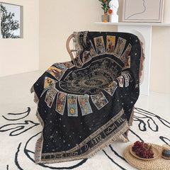 Boho Knitted Outdoor Camping Psychedelic Tassel Blanket