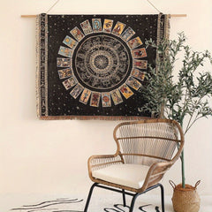 Boho Knitted Outdoor Camping Psychedelic Tassel Blanket