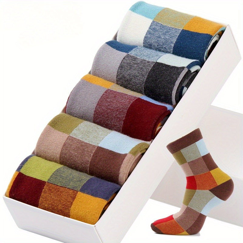 5 Pairs of Block Cotton Dress Socks