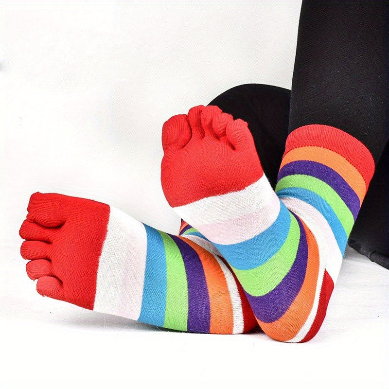 Five Toes Cotton Socks Rainbow Outdoor Sports Sweat Absorbent