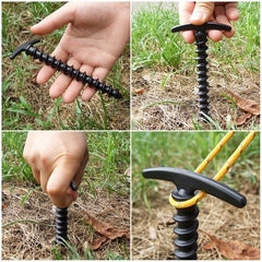 2pcs Outdoor Camping Pegs & Screw Stakes for Hiking Tent