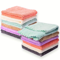5pcs Soft & Absorbent Microfiber Coral Fleece Washcloths Towel for Face Hands
