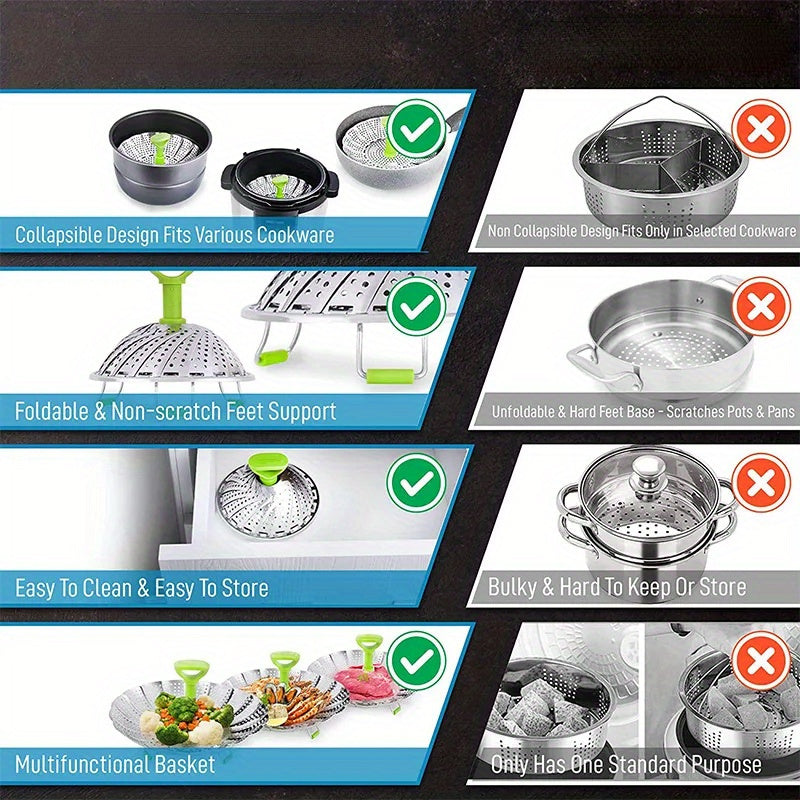 Foldable Steaming Rack Kitchen Tool for Home & Outdoor Cooking