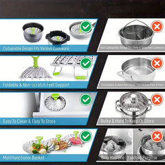 Foldable Steaming Rack Kitchen Tool for Home & Outdoor Cooking