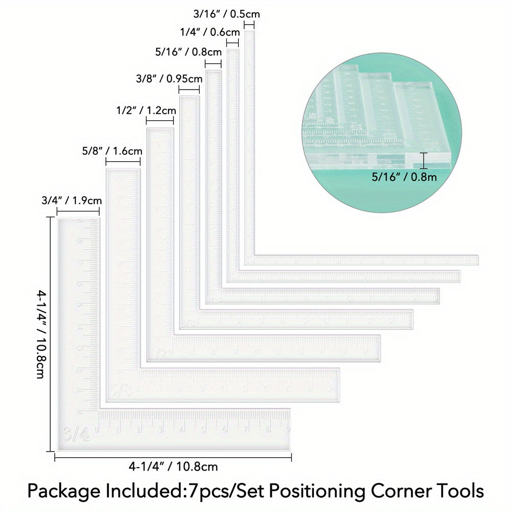 7pcs Card Corners Helpers for Easy Layering Ruler Tools