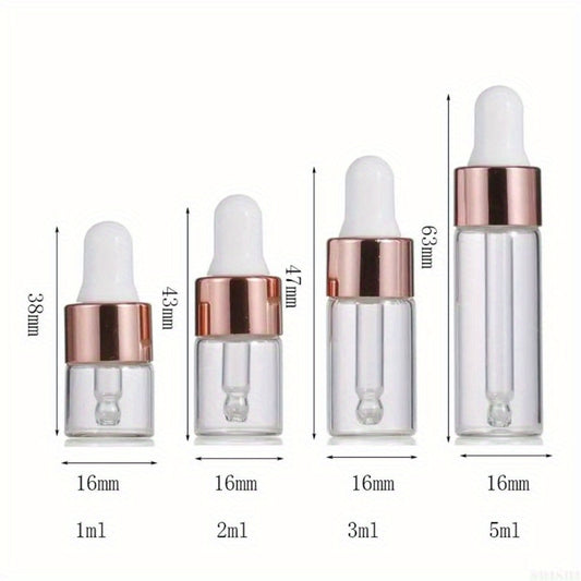 10 Mini Dropper Bottles Aromatherapy Rose Cap Reagent Pipettes Bottles