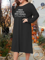  Lounge Dress Women's Plus Letter Print Long Sleeve Round Neck Tee