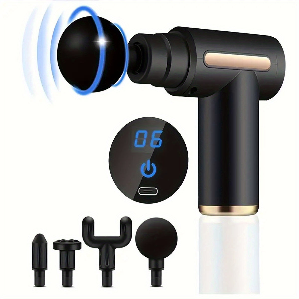 Portable Body Massage Gun w/ LED Screen, Rechargeable Muscle Massager