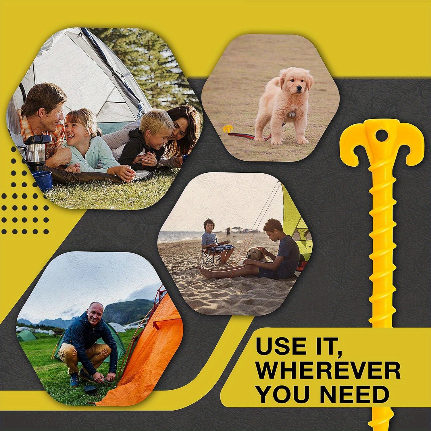 10pcs 20.07cm Heavy Duty Screw Style Tent Stakes for Camping Hiking