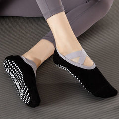 Professional Yoga Socks Cross Strap Non-Slip Silicone Gripper Socks