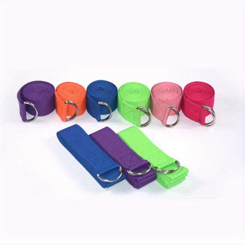 Solid Yoga Strap With Metal D Ring for Fitness Stretching