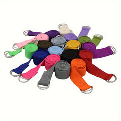 Solid Yoga Strap With Metal D Ring for Fitness Stretching