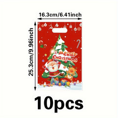 10pcs Christmas Party Gift Bag Small Business Supplies Craft Tote Bag