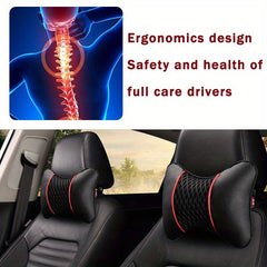 PU Leather Knitted Car Pillows Headrest Neck Rest Cushion