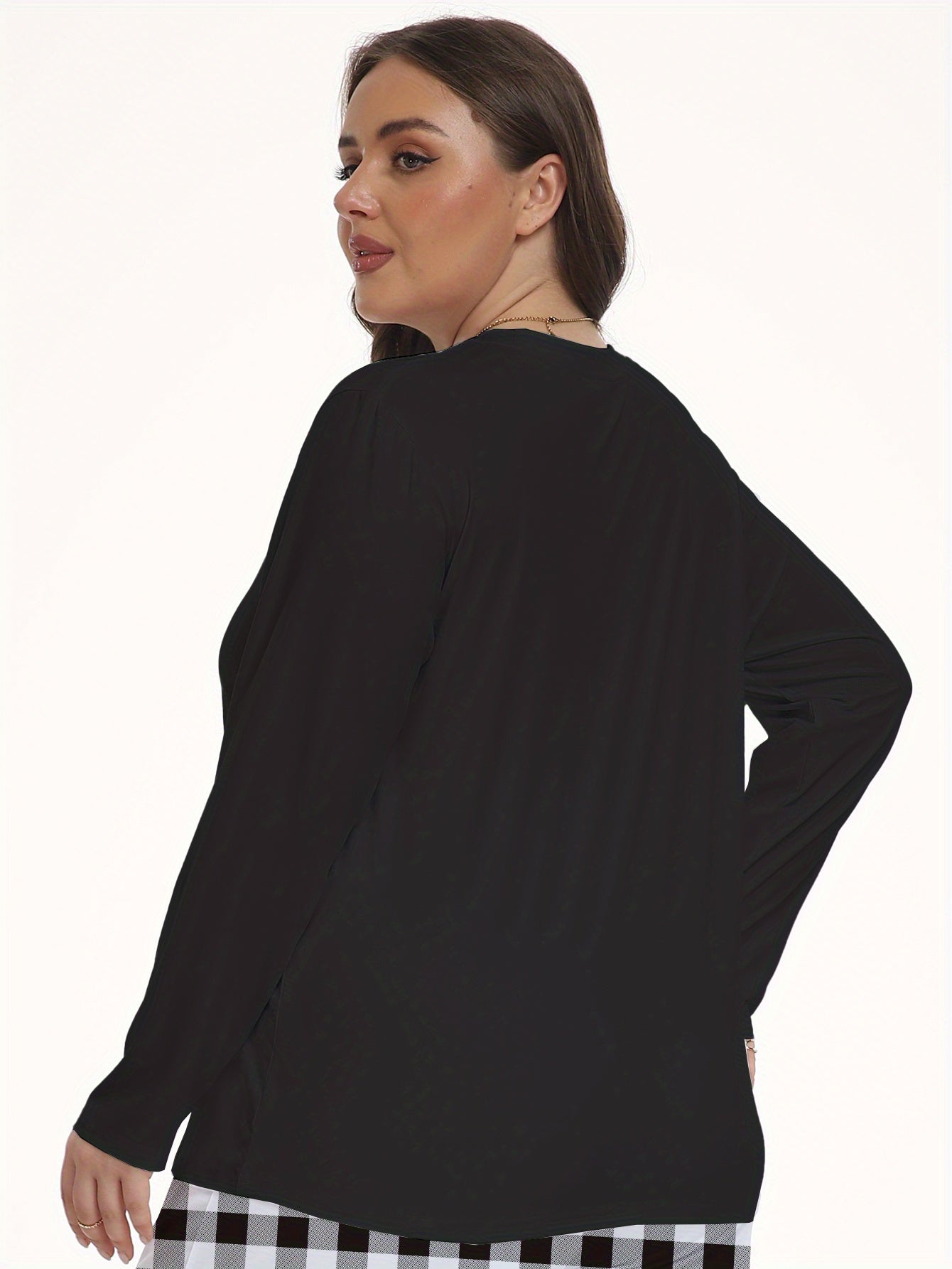  Ombre Fish & Letter Print Long Sleeve Lounge Top